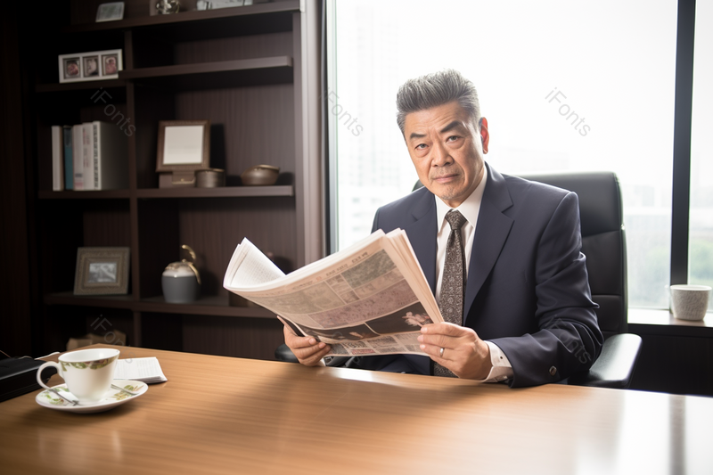 商务男士喝茶看报,高清,摄影图,摄影图片,图片大全,摄影图免费下载